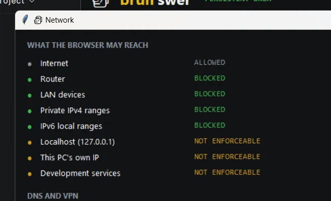 bruhswer: network controls