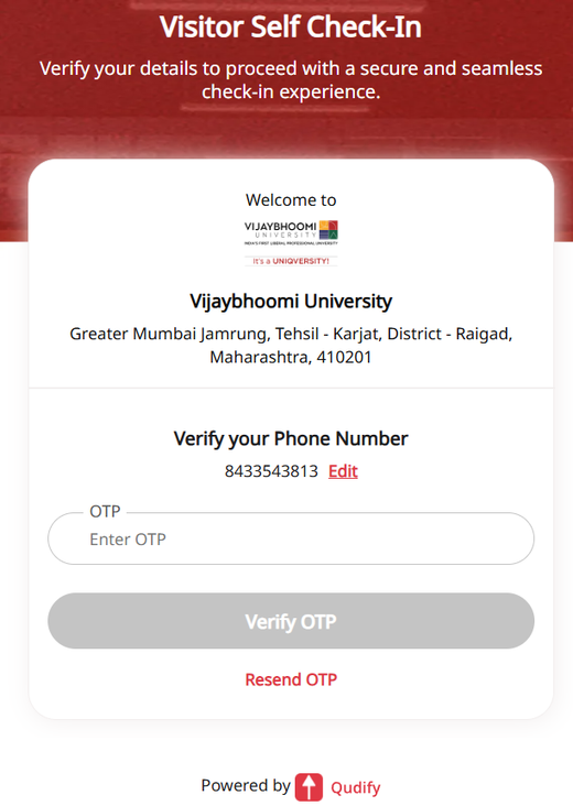 Existing system screen 2 of 6: one-time password verification. Captured as research evidence, not a proposed design.